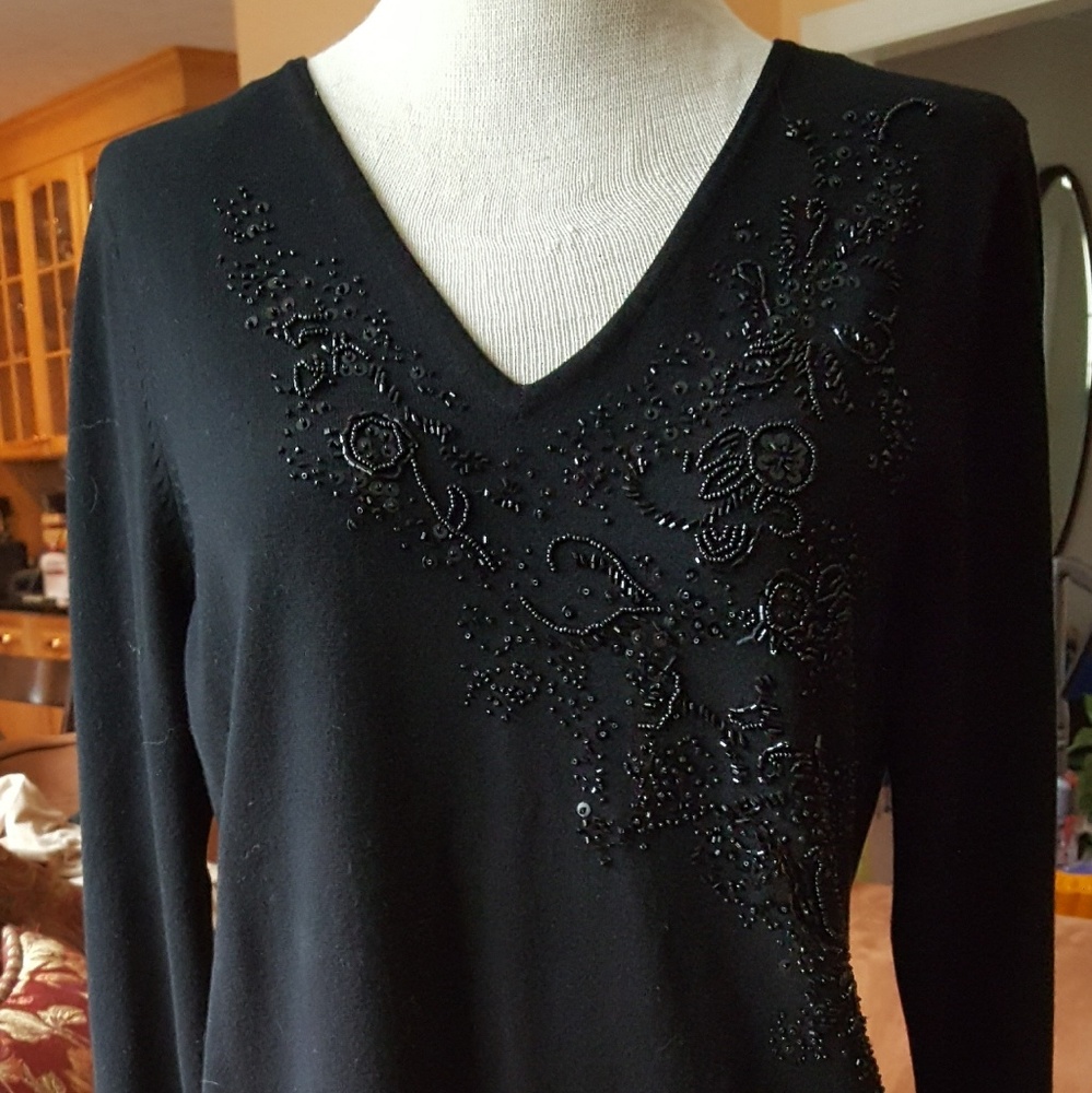 Beaded Black Dressy Sweater